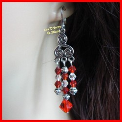 Boucles d'oreilles en cristal Swarovski rouge