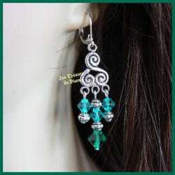 Boucles d'oreilles en cristal Swarovski vert