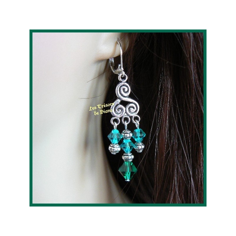 Boucles d'oreilles en cristal Swarovski vert