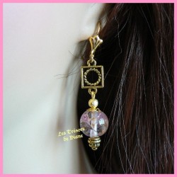 Boucles d'oreilles en verre Murano ancien rose