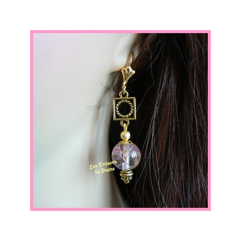 Boucles d'oreilles en verre Murano ancien rose Boucles d'oreilles en verre Murano ancien rose