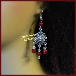 Boucles d'oreilles en jade rouge