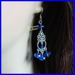 Boucles d'oreilles en cristal de Bohême bleu