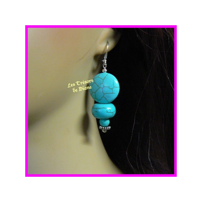 Boucles d'oreilles NEFERTARI en turquoise naturelle