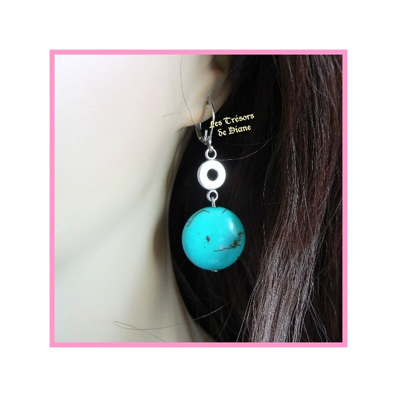 Boucles d'oreilles en turquoise naturelle Boucles d'oreilles en turquoise naturelle
