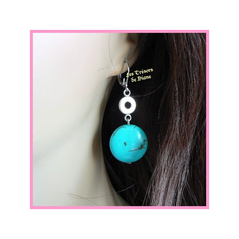 Boucles d'oreilles en turquoise naturelle