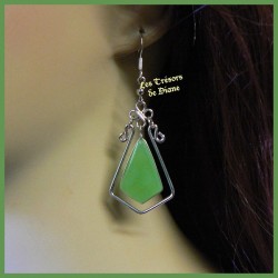 Boucles d'oreilles du Pérou en quartz naturel vert