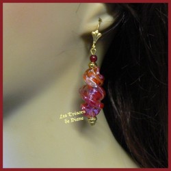 Boucles d'oreilles en verre soufflé rouge