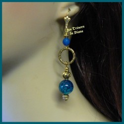 Boucles d'oreilles en agate dragon bleu canard