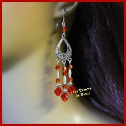 Boucles d'oreilles en cristal rouge