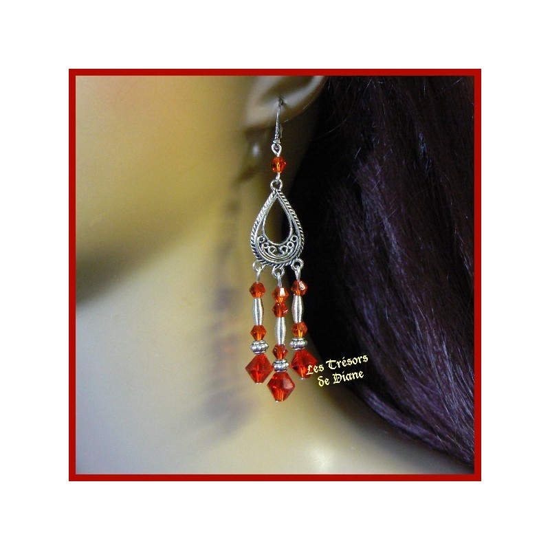 Boucles d'oreilles en cristal rouge