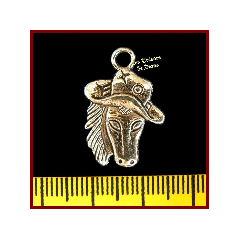 Charm TETE DE CHEVAL AVEC CHAPEAU bi-face Charm TETE DE CHEVAL AVEC CHAPEAU bi-face