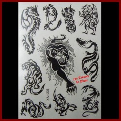 Tatouages éphémères PANTHERES ET DRAGONS