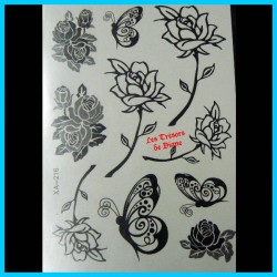 Tatouages éphémères ROSES ET PAPILLONS