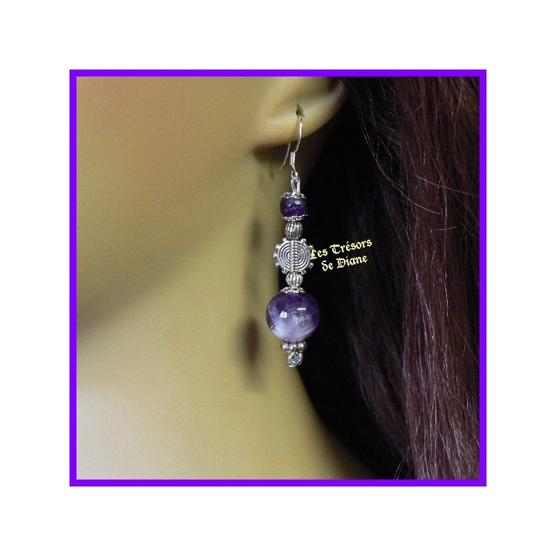 Boucles d'oreilles en améthyste naturelle Boucles d'oreilles en améthyste naturelle