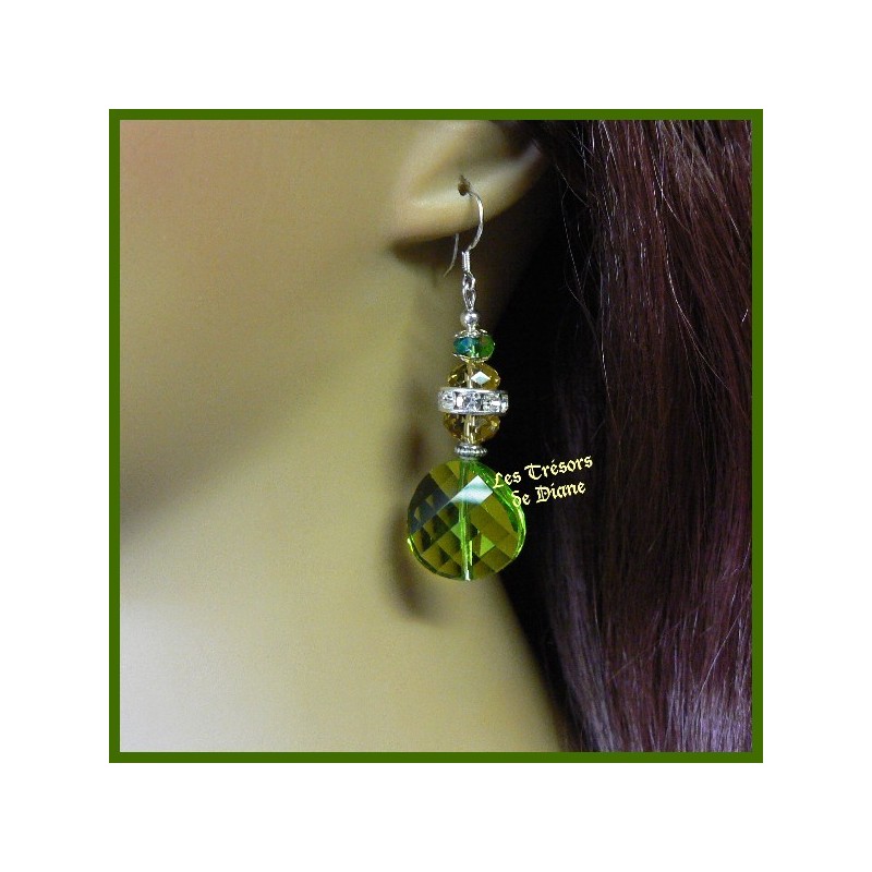 Boucles d'oreilles en verre faceté et cristal