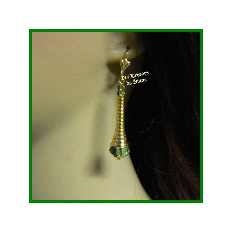 Boucles d'oreilles en cristal vert