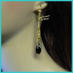 Boucles d'oreilles en agate noires