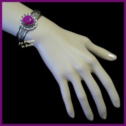 Bracelet arisanal en agate naturelle fuschia