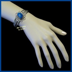 Bracelet arisanal en agate naturelle bleue