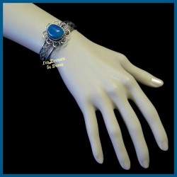 Bracelet arisanal en agate naturelle bleue