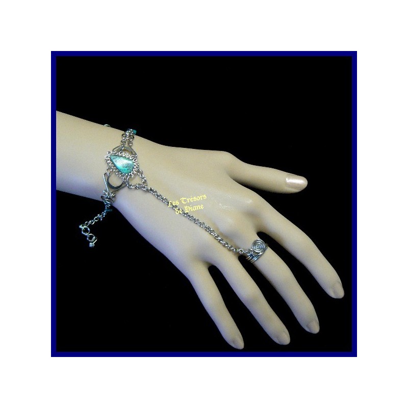 Bracelet de main en turquoise naturelle