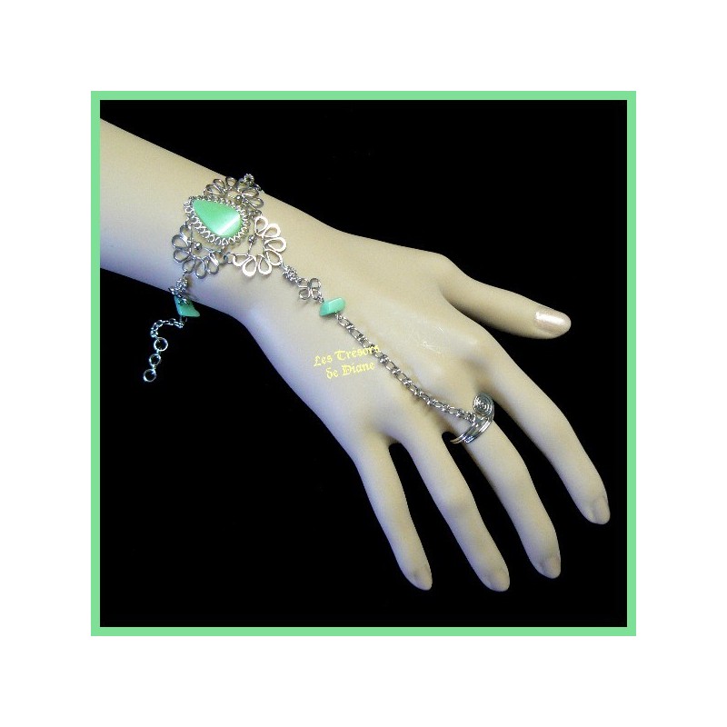 Bracelet de main en quartz vert naturel