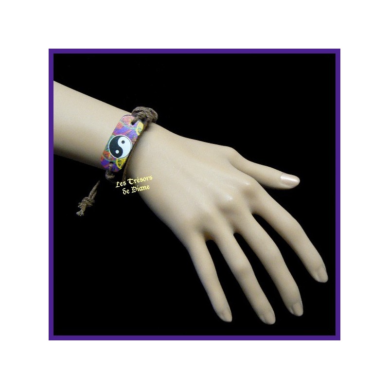 Bracelet surfeur en cuir PEACE AND LOVE