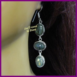 Boucles d'oreilles en labradorite naturelle