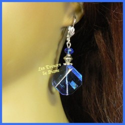 Boucles d'oreilles BLUE LAGON en verre et cristal