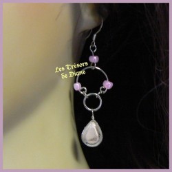 Boucles d'oreilles du Pérou en verre rose