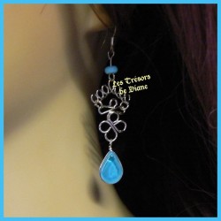 Boucles d'oreilles péruviennes en verre turquoise