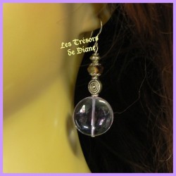 Boucles d'oreilles en verre mauve et cristal Swarovski