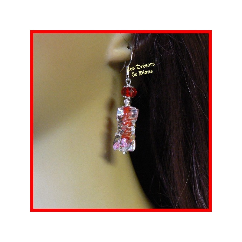 Boucles d'oreilles en verre et cristal