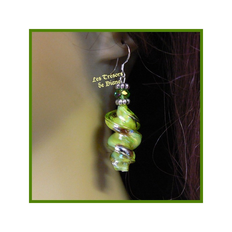Boucles d'oreilles en verre soufflé et cristal Swarovski Boucles d'oreilles en verre soufflé et cristal Swarovski