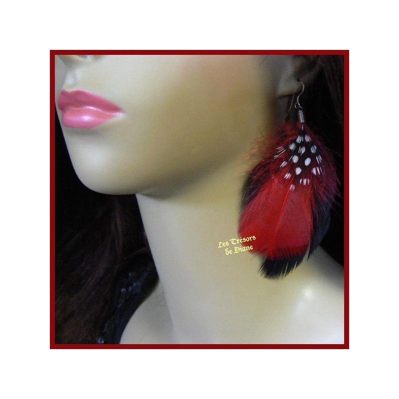 Boucles d'oreilles en plumes véritables