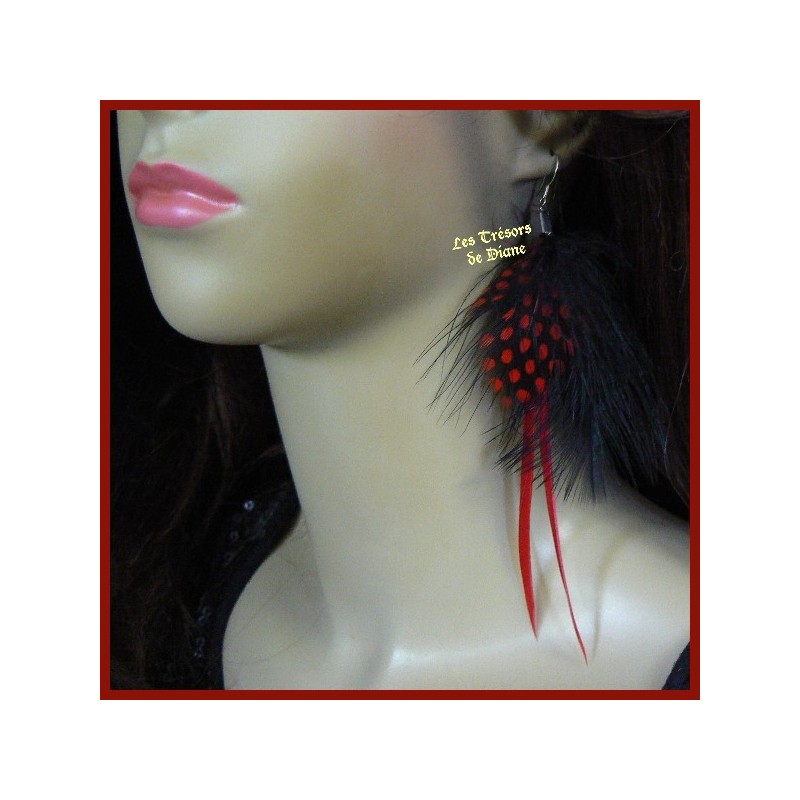 Boucles d'oreilles FROU FROU en plumes véritables