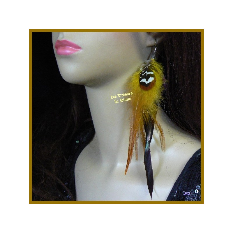 Boucles d'oreilles FROU FROU en plumes véritables Boucles d'oreilles FROU FROU en plumes véritables
