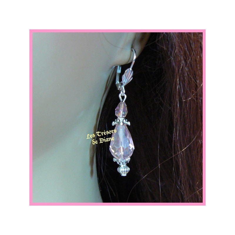 Boucles d'oreilles en cristal rose