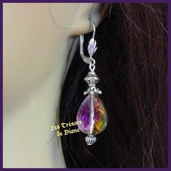 Boucles d'oreilles en cristal irisé faceté