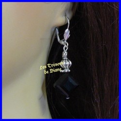 Boucles d'oreilles en cristal irisé faceté noir