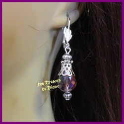 Boucles d'oreilles en cristal prune