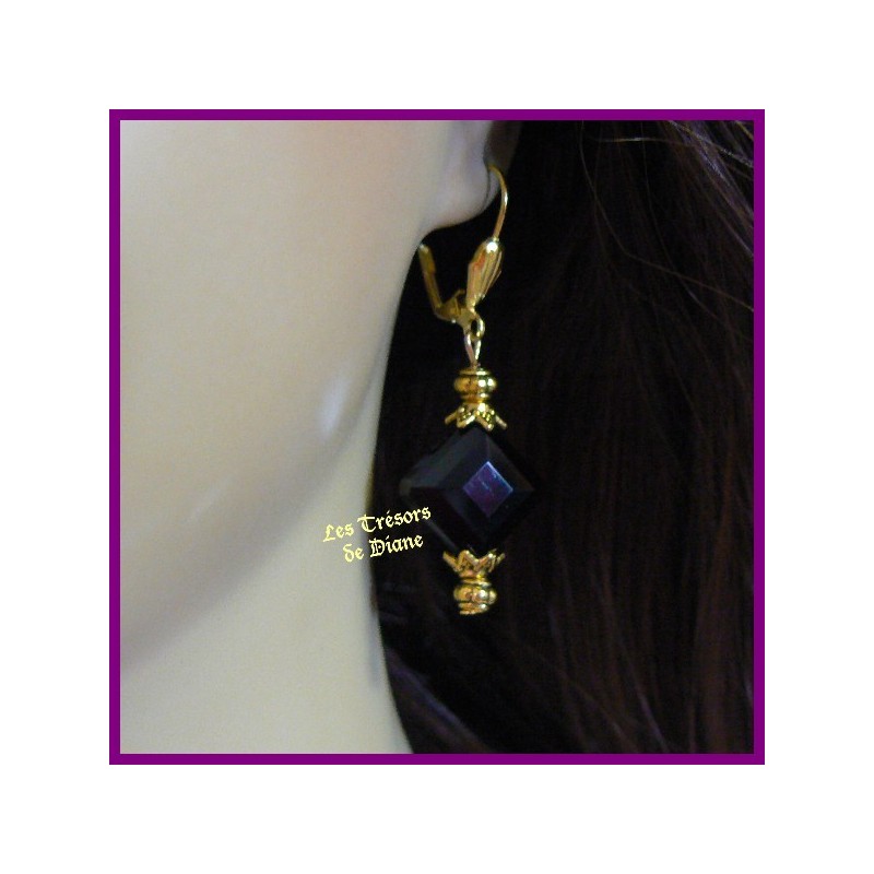 Boucles d'oreilles en cristal noir