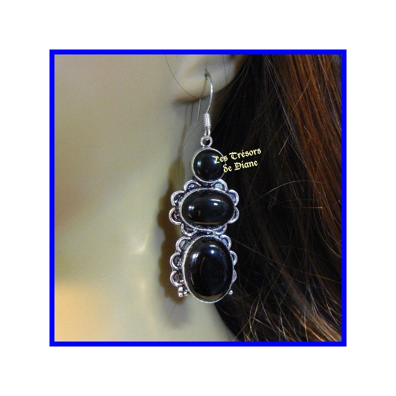 Boucles d'oreilles PRESTIGE en AGATE et argent