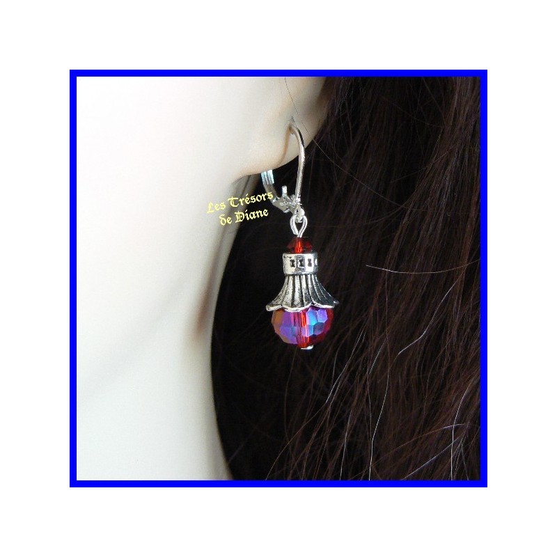 Boucles d'oreilles en cristal rouge