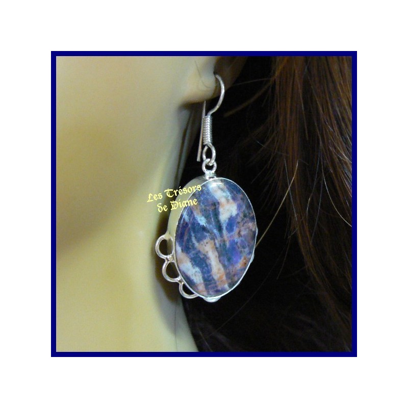 Boucles d'oreilles PRESTIGE en SODALITE naturelle