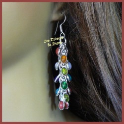 Boucles d'oreilles prestige MULTI-GEMS et argent