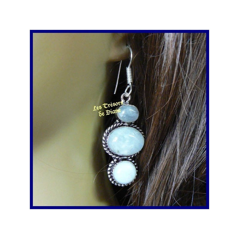 Boucles d'oreilles PRESTIGE en PIERRE DE LUNE naturelle