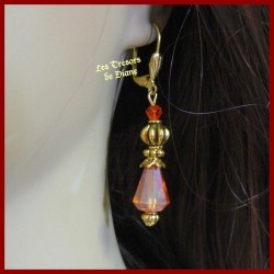 Boucles d'oreilles en cristal irisé orange