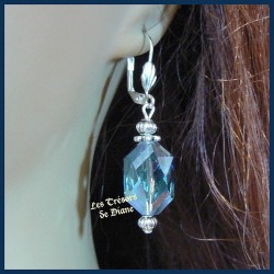 Boucles d'oreilles en cristal faceté bleu nuit